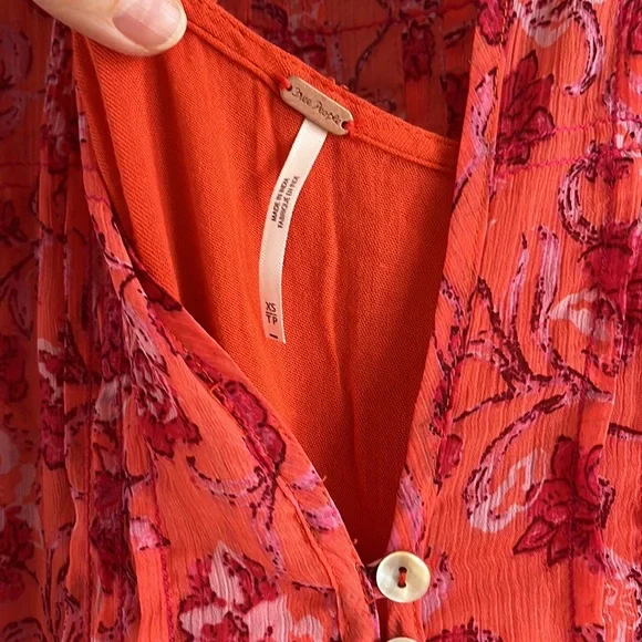 Free People See It Through Dress in Coral Peach Combo Size XS NWT - Picture 12 of 14